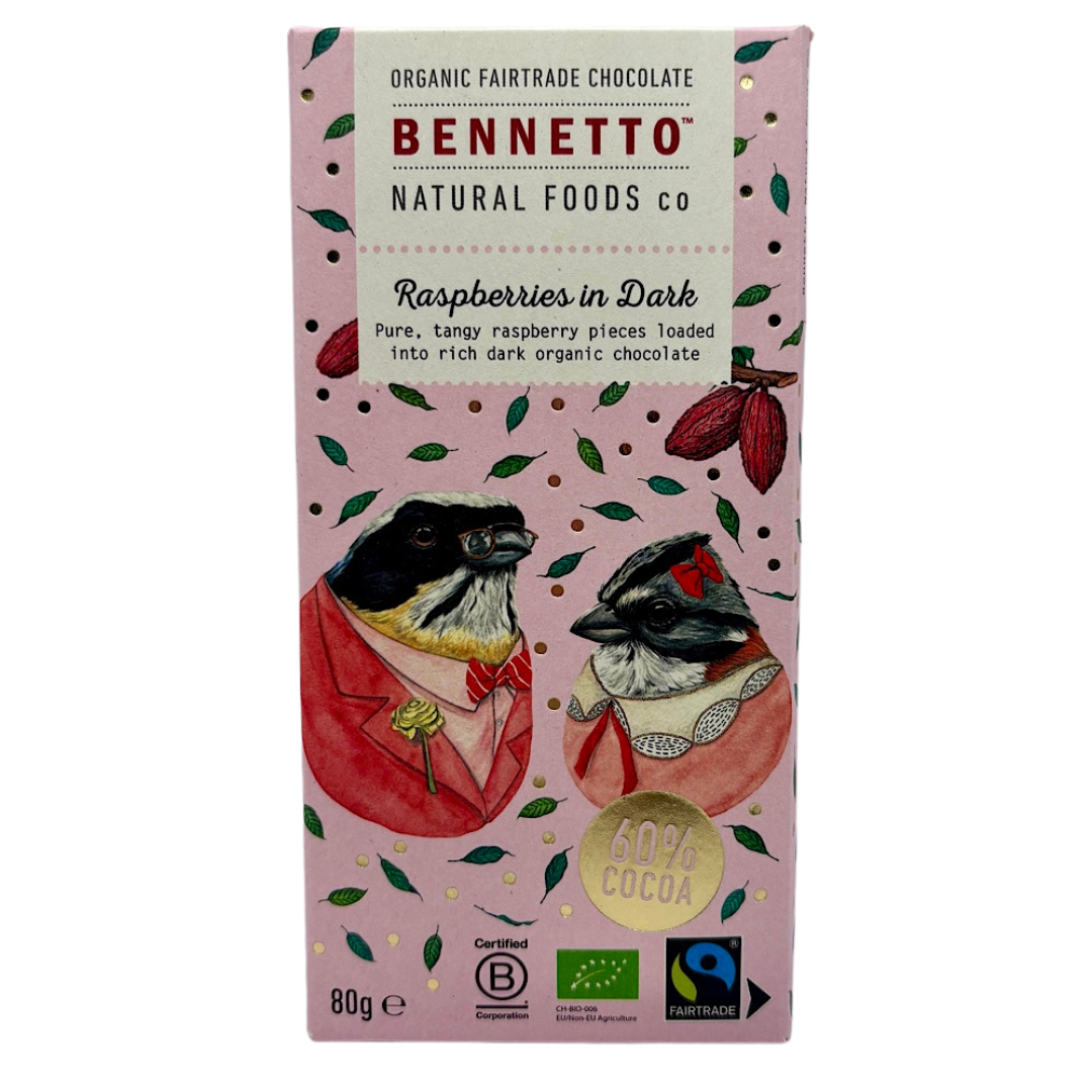 Organic Raspberries in Dark Chocolate Bar – Bennetto